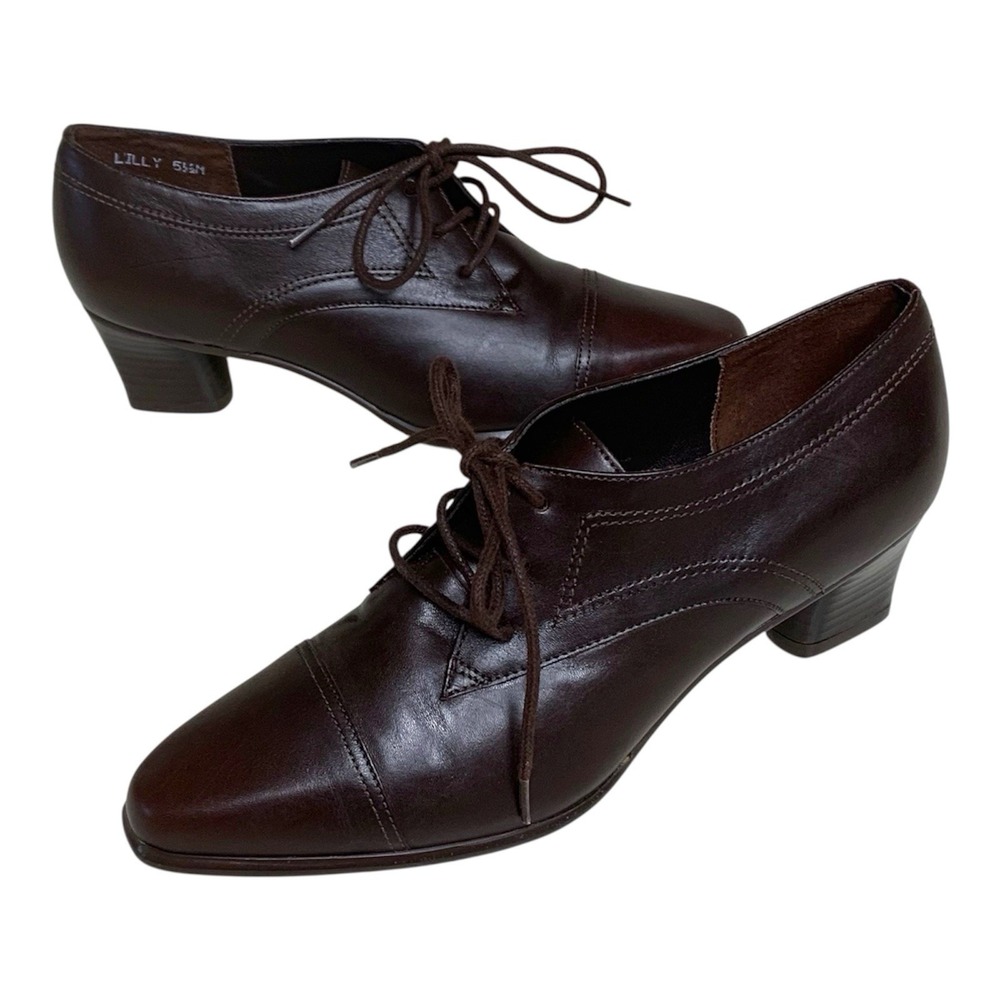 Vtg Style Ellemenno Leather Oxford Style Pump Lilly W 5.5 Academia Preppy